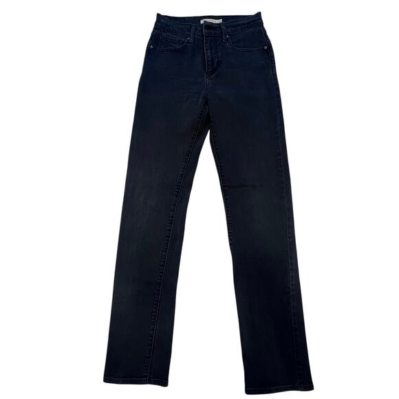 Levi's Premium 724 High Rise Slim Straight Crop Jeans Size 26 in Cassette Black - Picture 1 of 7